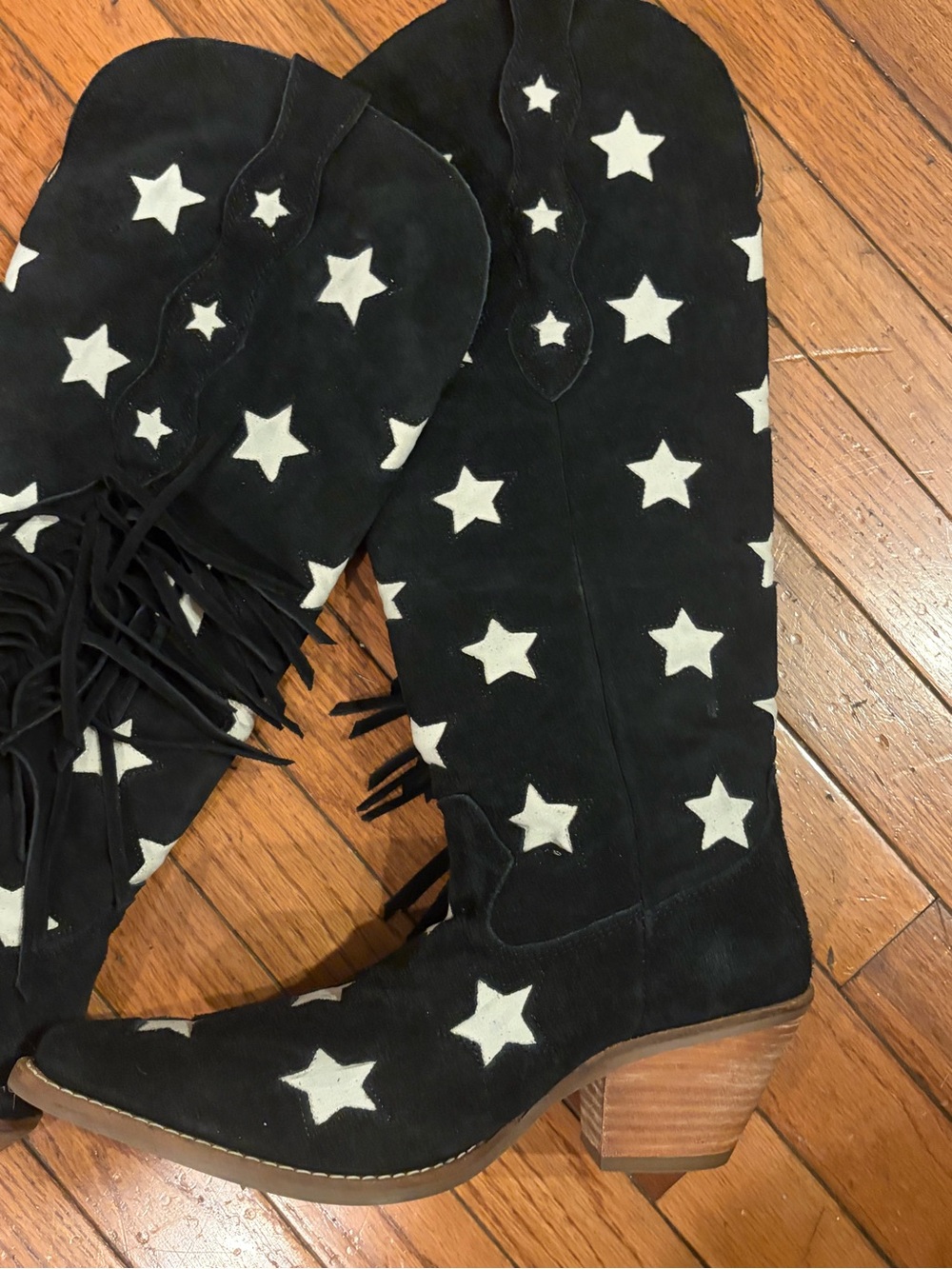 Dingo Superstar Women's Black Suede White Stars Boot Size 8.5 NEW - Picture 9 of 12